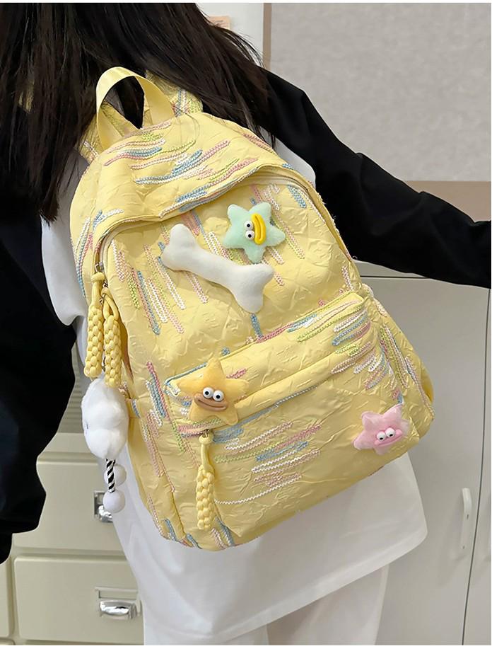High-value Soft Girl Japanese-Style Cute Striped Backpack for Students, Large Capacity and Versatile.