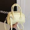 Summer popular wax leather hand carry small bag women's new fashion commuter pillow bag simple texture messenger bag