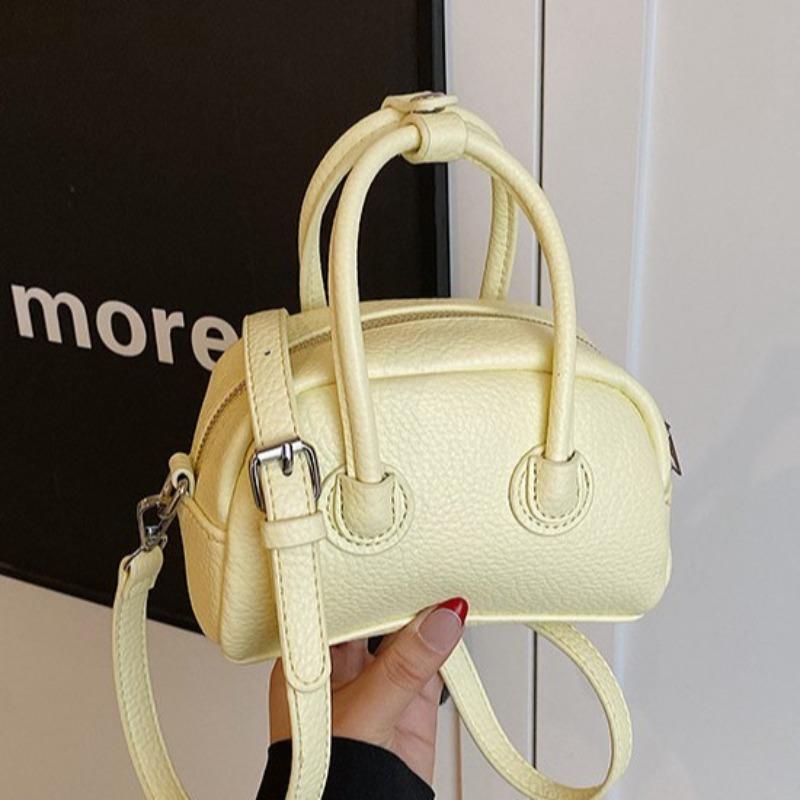 Summer popular wax leather hand carry small bag women's new fashion commuter pillow bag simple texture messenger bag