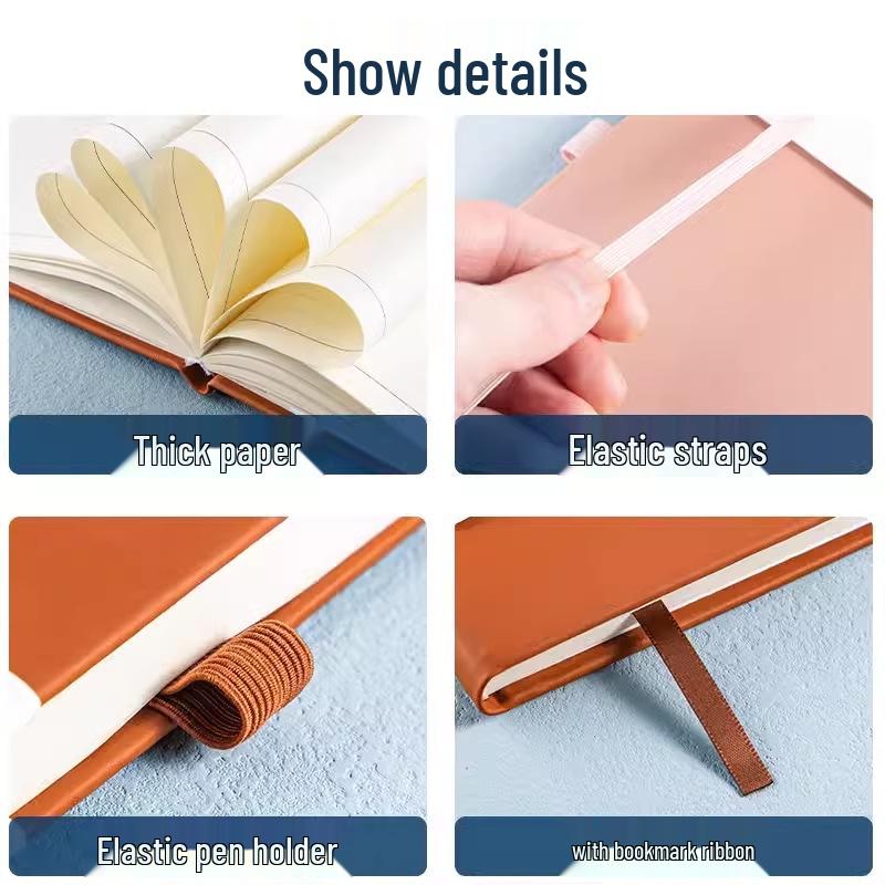 Customizable A5 Leather Strap Notebook with Printable Logo - Simple Business Design