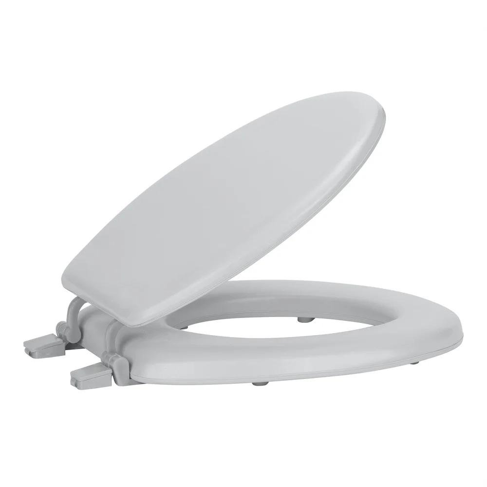 Cushioned Vinyl Toilet Seat Soft Standard 17 Inch Easy Installation Adjustable Hinges All Mounting Hardware Included Comfortable
