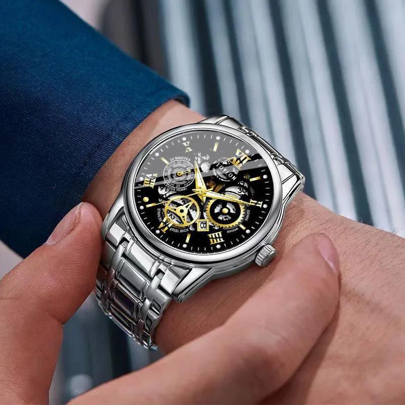 Nowy Męski W pełni Automatyczny Zegarek Niemechaniczny Hollow Studencki Zegarek Męski Luminescencyjny Wodoodporny Zegarek