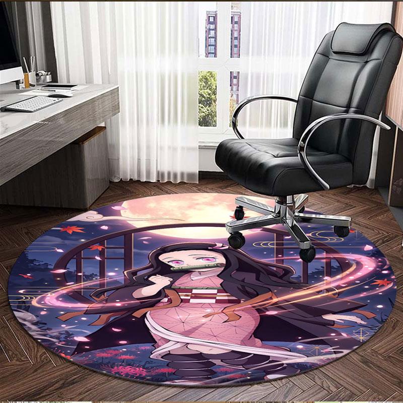 Demon Slayer Print Round Rug, Washable Floor Carpet, For Entryway Dorm Laundry Room Office Study, Home Decor Birthday Christmas Gift