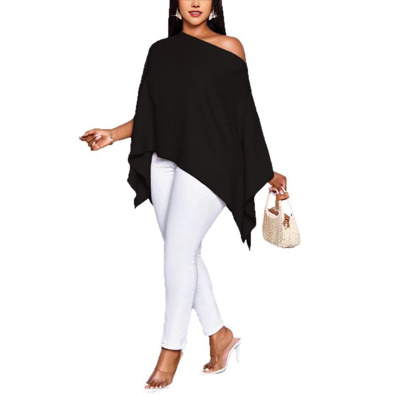 Dames Casual Off Shoulder Losse Vleermuismouw Effen Kleur Elegante Blouse