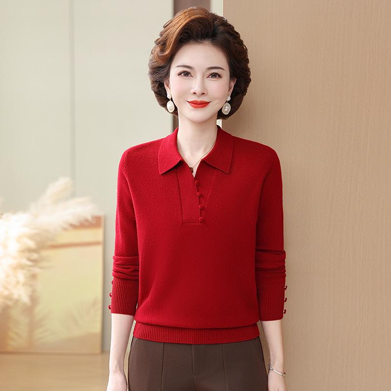 Luxurious Women's Pure Wool Turtleneck Sweater - Autumn/Winter Collection for Middle-aged Mothers