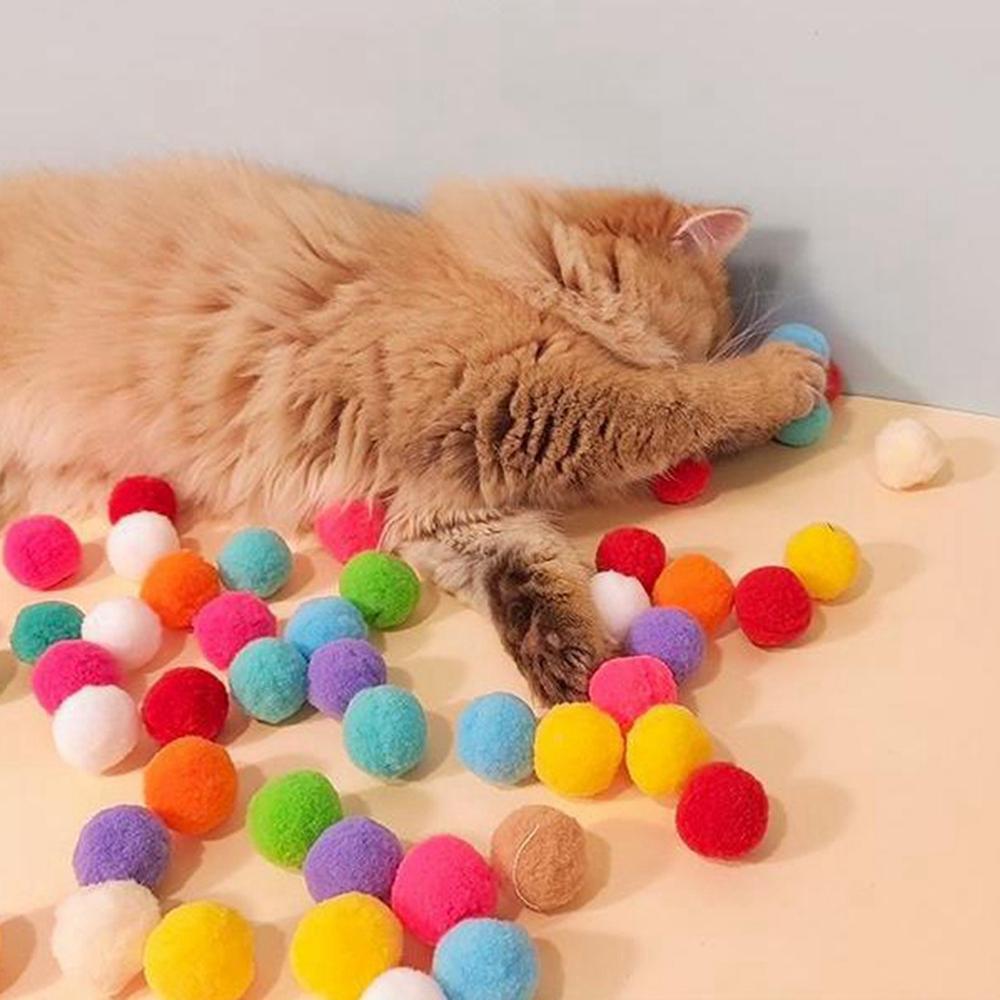 Cat Toys Mini Fluffy Soft Ball Shooting Guns Games Stretch Plush Ball Toys Interactive Launch Training Toy For Kitten