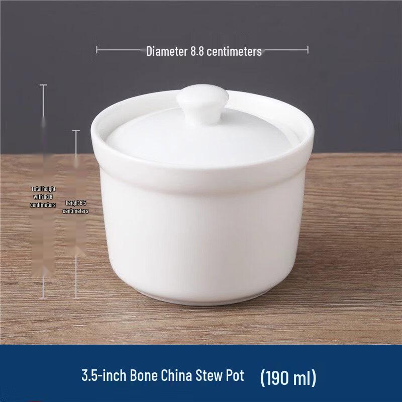 3.5-inch Bone Porcelain Mini Stew Pot with Spoon