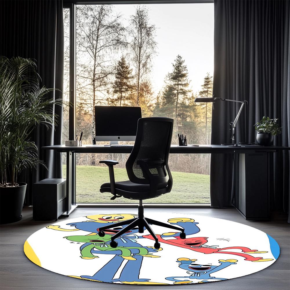Poppy Playtime Bedruckter Runder Teppich Teppich Stuhlteppich Bereichsteppich Eingang Fußmatten, für Bürostuhl Wohnzimmer Schlafzimmer Küche.