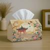 1pc Tissue Box Holder Featuring a Classic Oriental Romantic Design with a Pavilion Floral Landscape, Made from Durable Polyester, Perfect for Use In T