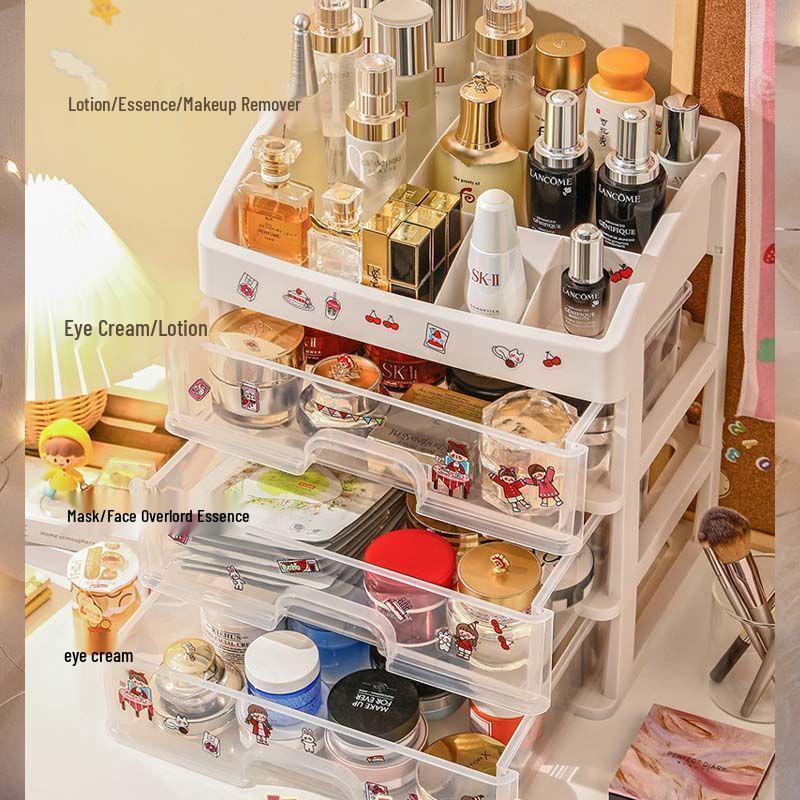 Dustproof Makeup Organizer with Drawer: Lipstick, Skincare, Mask, Brush Vanity Shelf