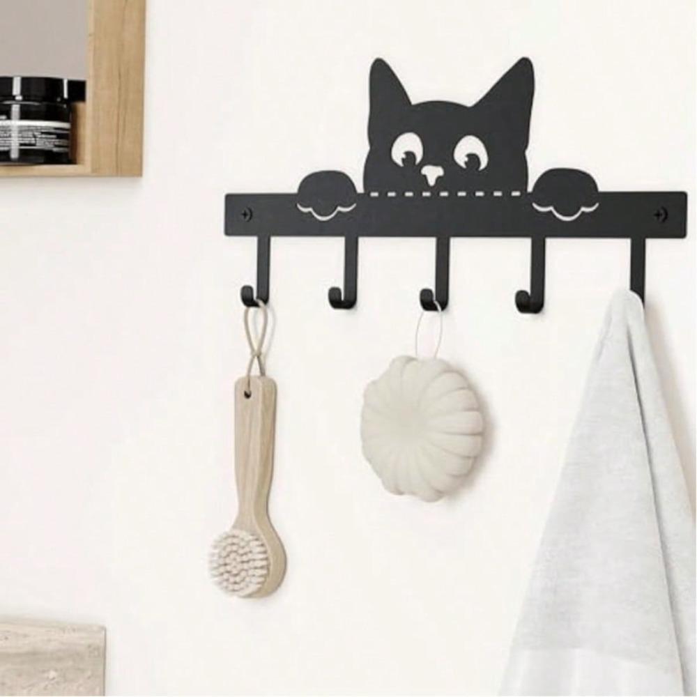 Wall Mounted Metal Key Holder with 5 Hooks, Modern Entryway and Living Room Storage Solution