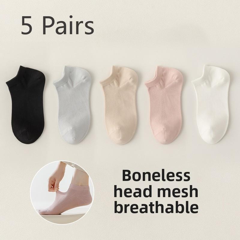 5 Paar Damen Sommer Reine Baumwolle Schweißabsorbierend Atmungsaktiv Mesh Nahtlos Unsichtbare Deodorant Socken