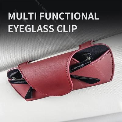 Neue Auto Brillen Aufbewahrungsbox Universal Sonnenblende Brillenclip PU Weiches Leder High-End Auto Sonnenbrillenständer Autozubehör