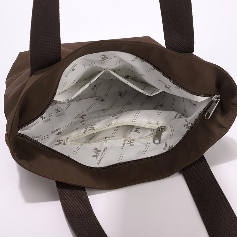 Waterproof Nylon Tote Bag for Women Large Capacity Shoulder Handbag with Zip Pocket