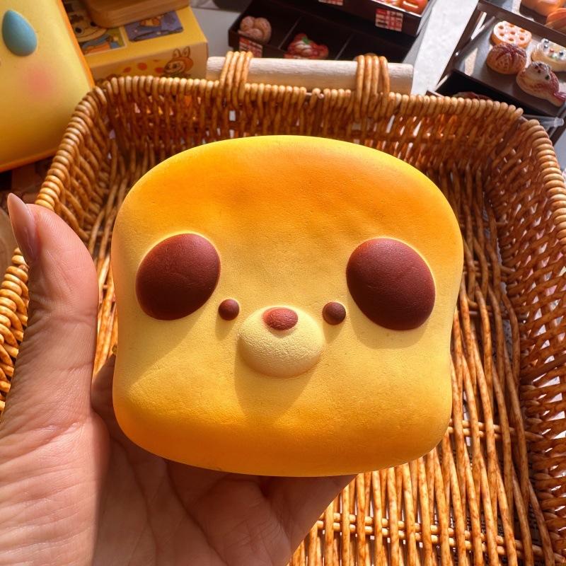 Squishy Cute Cartoon Simulated Bread Squeeze Toy Soft Stress Relief Slow Rising Sensory Fidget for Anxiety Gifts for Kids Adults