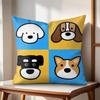 Cartoon Simple Cute Dog Cushion Cover Natural Linen Organic Fabric DoubleSided Printing Couch Pillow Covers Home Decor