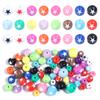 12 16 20mm Colorful Acrylic Round Beads Star Pattern Loose Spacer Beads For DIY Charm Bracelet Earrings Jewelry Making Supplies