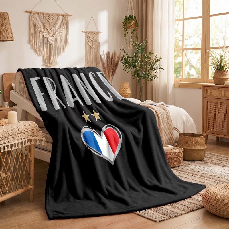 Couverture Flanelle Imprimée Équipe de France de Football Couverture Douce Chaude pour Canapé Lit Jeté de Canapé Pour Maison Bureau Chambre
