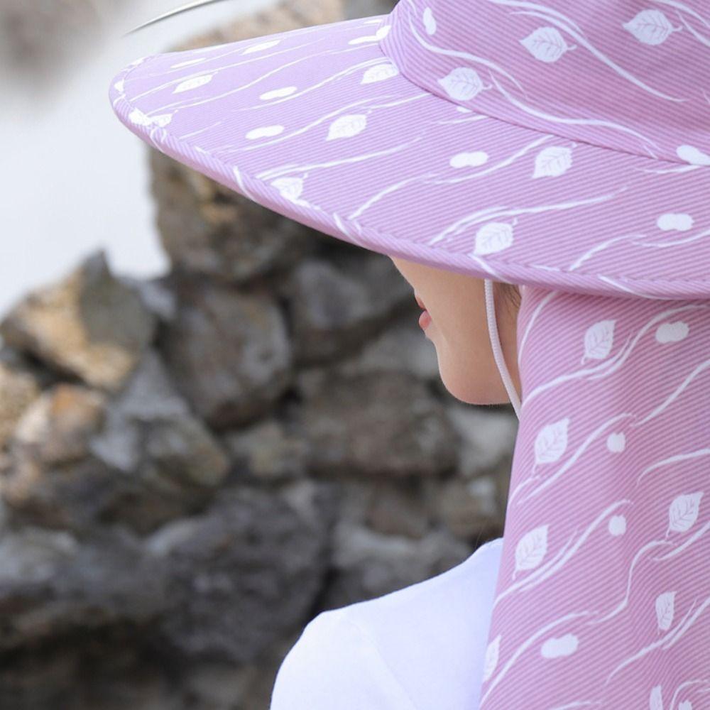 Neckline Mask Cover Face Cap Leaf Print Sunscreen Bucket Hat Fashion Tea Picking Hat  Ladies/Girls