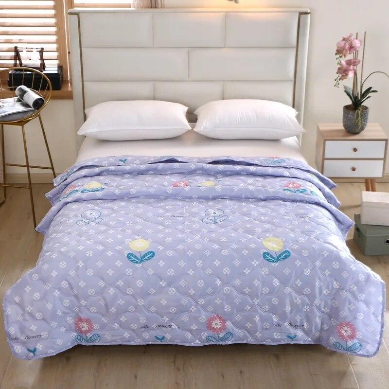 Quilt Comfortable Summer Sleep Brushed Printed Summer Cool Blanket Skin-friendly Air-conditioning Comforter Bedspread Bed Cover