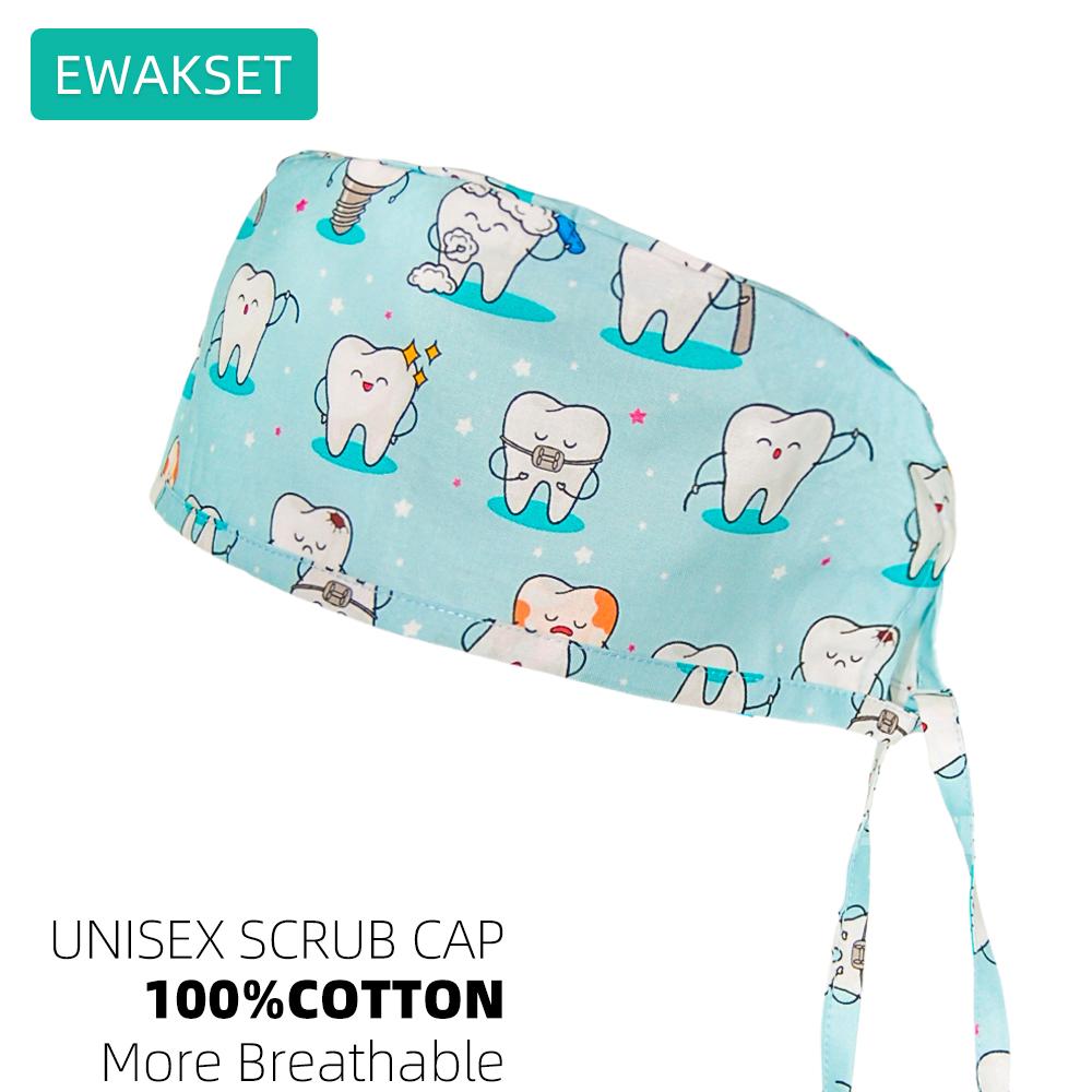 New Female Male Surgical Scrub Cap 100%Cotton Medical Nurse Doctor Hat Dentist Spa Lab Nursing Hats Unisex Hospital Surgeon Caps