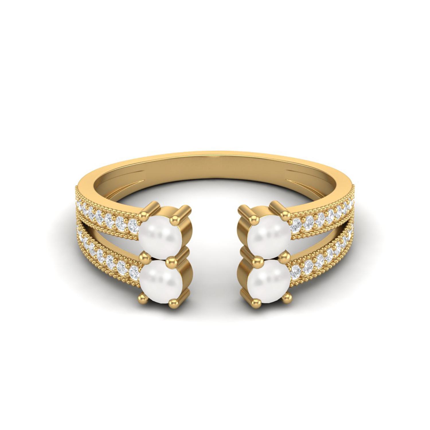 

1.04 Cts Pearl Front Open 925 Sterling Silver Gold Vermeil Split Shank Engagement Women Rings 9 жёлтый