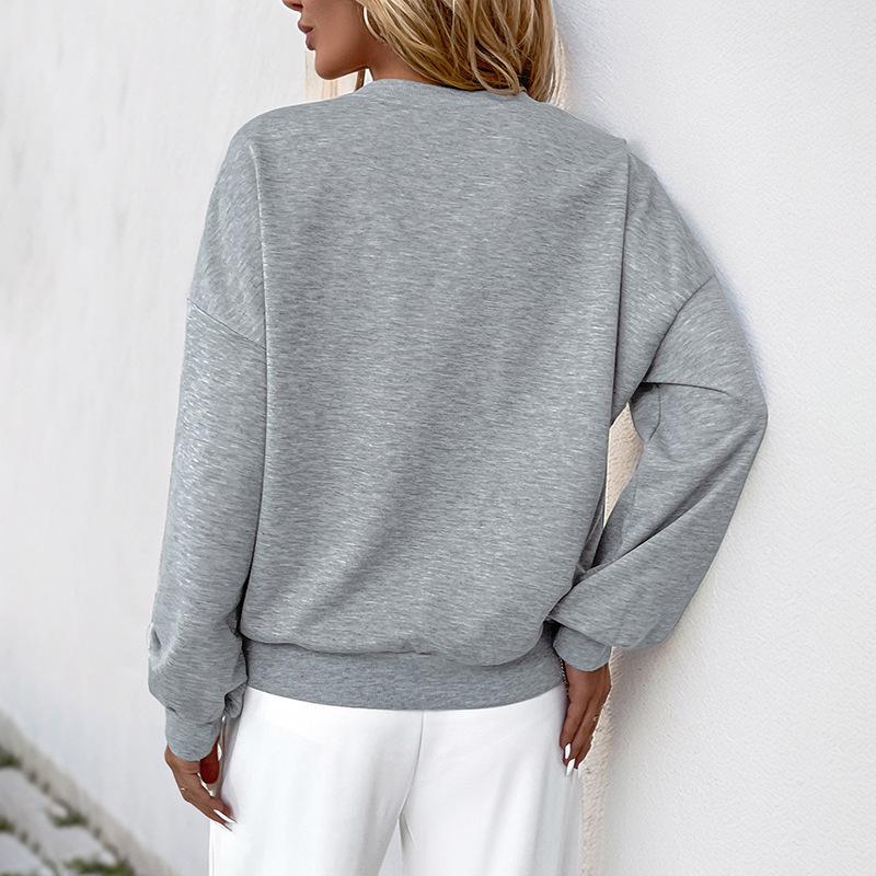 2026 European Cross-border Casual Pearl-Embellished Floral Round Neck Long Sleeve Hoodie