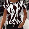Sommer Damen 3D-Druck Rundhals T-Shirt Mode Vielseitig Atmungsaktiv Trend Lässig