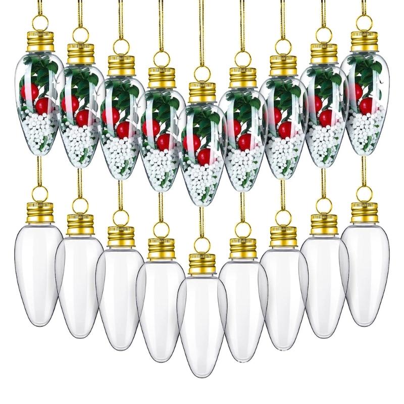 Set of 20 Clear Fillable Christmas Hanging Ornament Delicate Craftable Baubles for Holiday Tree Decoration and Parties