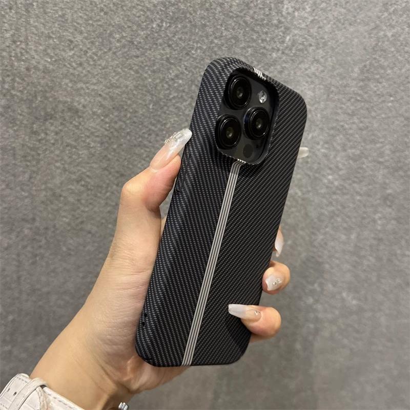 

Ультратонкий бронированный чехол-бампер из углеродного волокна для iPhone 16 15 14 13 12 11 Pro Max Plus, ударопрочный защитный жесткий прохладный чехол iPhone 13 Pro чёрный