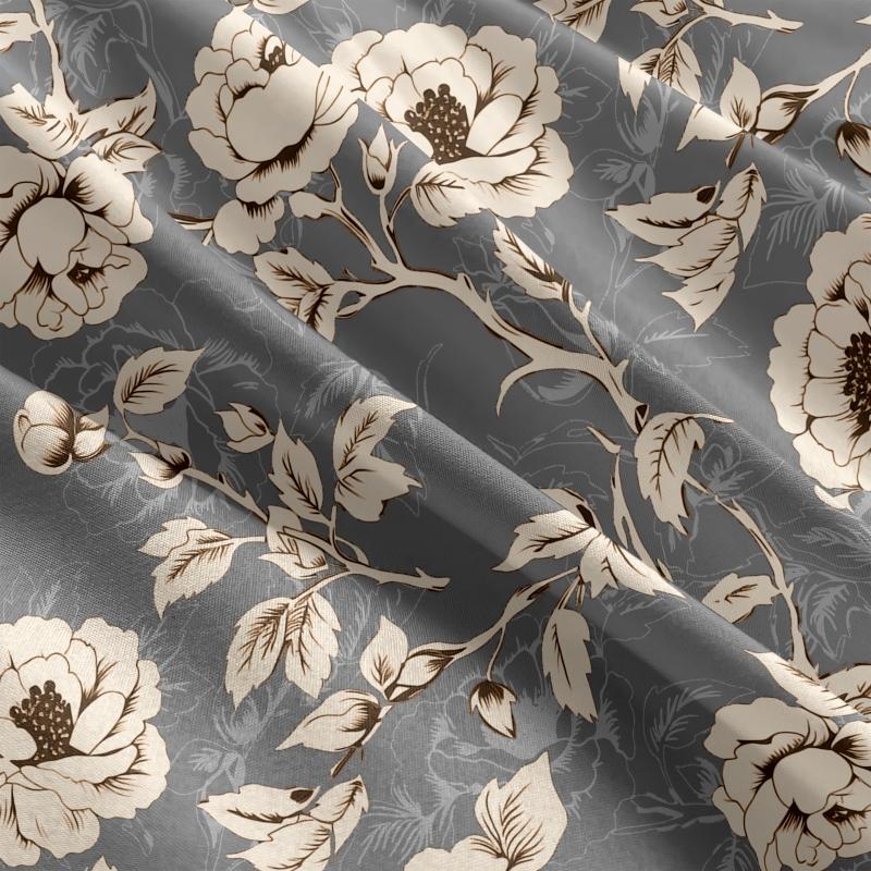 Kuup Bequemes Atmungsaktives Bettwäscheset Queen King Size Blumenmuster Flockierung Bettbezug Bettlaken Kissenbezug Bettwäscheset