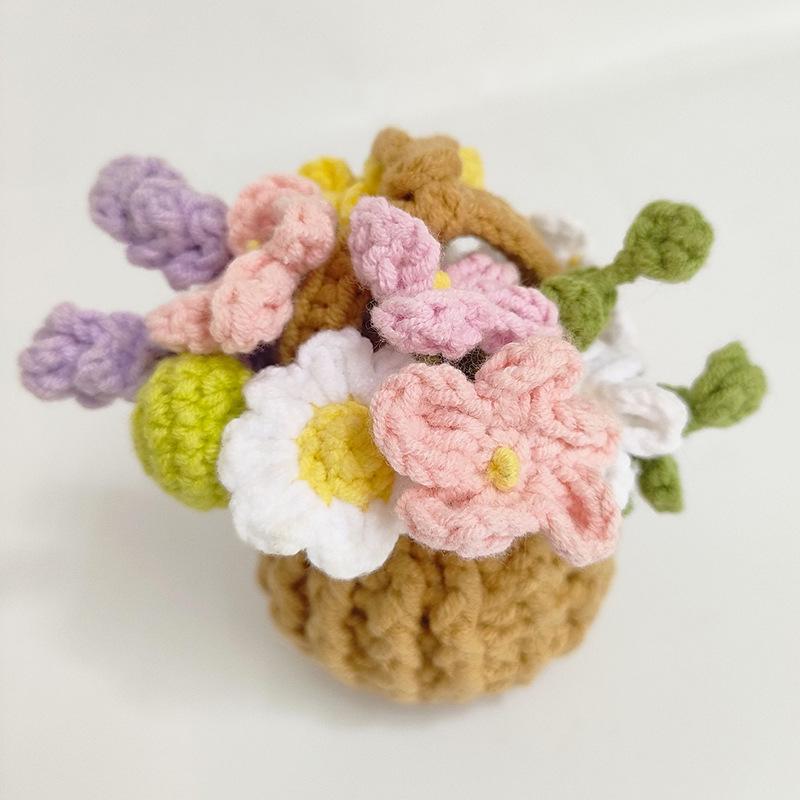 

Художественный пасторальный стиль, шерстяной плетеный подвесной автомобильный кулон в виде цветочной корзины