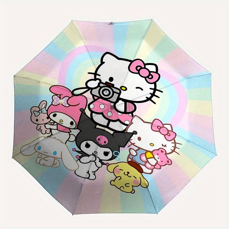Hello Kitty, Sanrio Automatic Open/Close Umbrella-Cute Umbrella with Cute Design, Portable 3-Fold Compact Umbrella for Men & Women, Hallowee