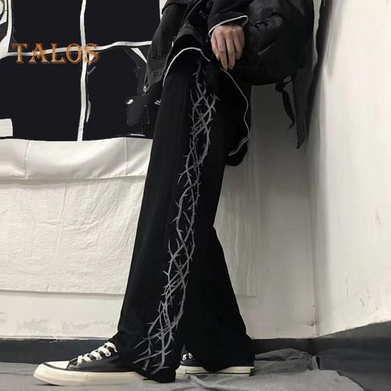 Pánské kalhoty Trn Potisk Široká noha Rovná Vysoký Street Styl Volný Retro Elastický pas Po celé délce Mladistvý teenager Cestování Outdoor Dlouhé kalhoty