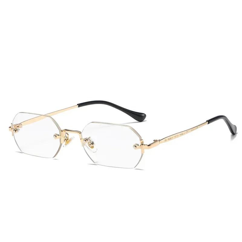 

Quality Classic Rimless Polygon Sunglasses Women Men Premium Designer Popular Travel Small Frame Sun Glasses Ladies As picture