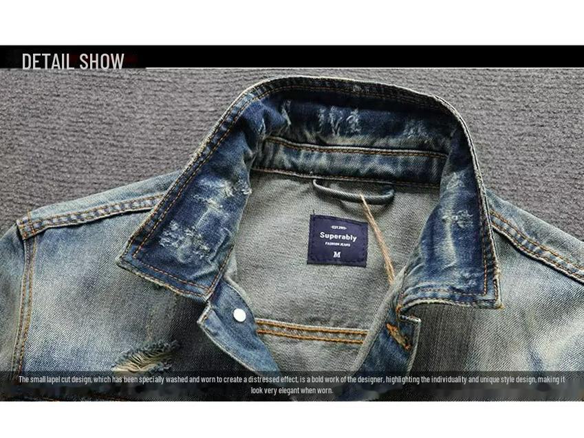 Men's Retro Denim Jacket - Korean Style, Slim Fit for Spring & Autumn