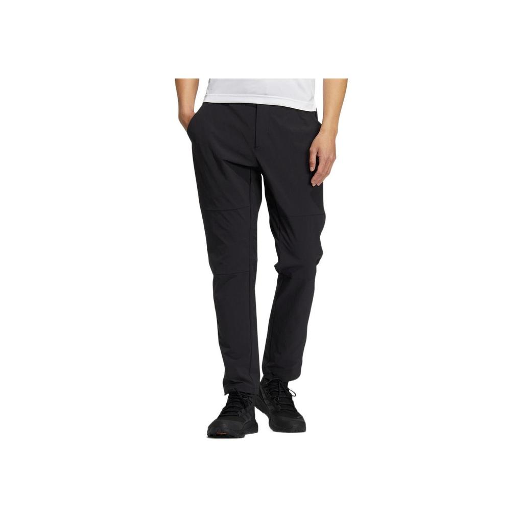 Adidas Solid Color Embroidered Logo Mid Waist Drawstring Straight Leg Sports Pants Men Bottoms Black HN2061