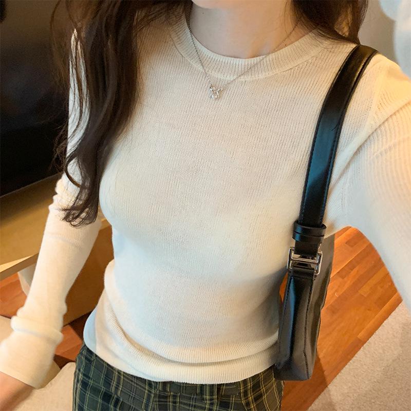 Women's Slim Fit Round Neck Knitted Sweater - Autumn 2024 Collection