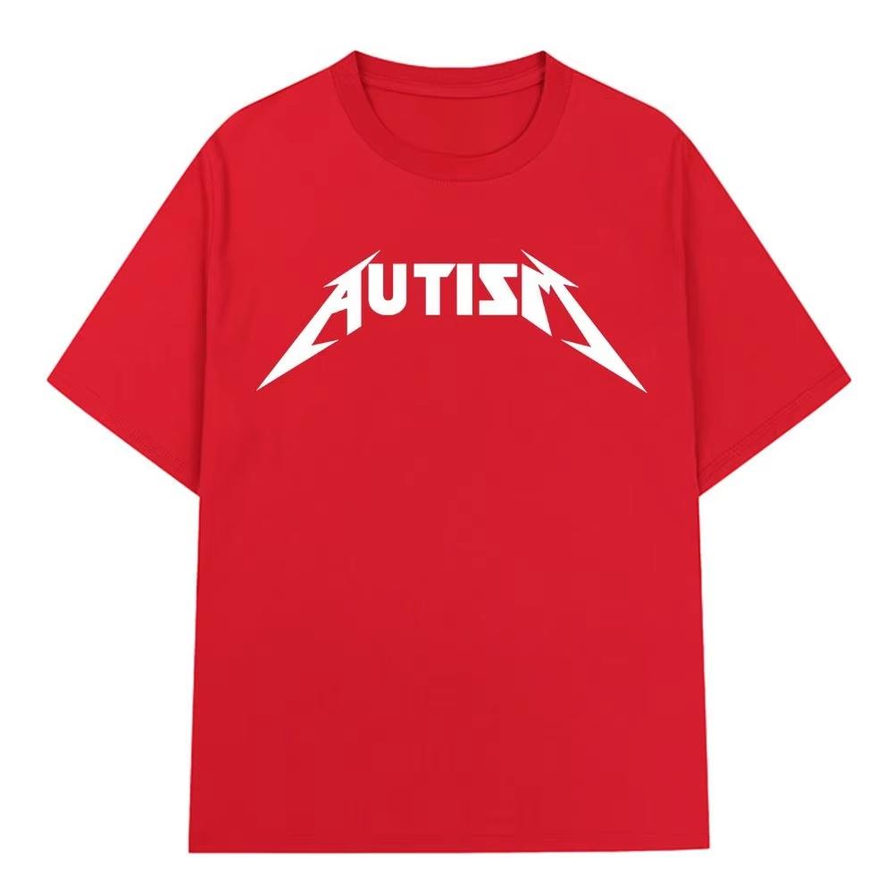Autism Metal Rock funny Mens 100Cotton shirt Y2k hiphop style Graphic Tshirt Unisex Oneck Short Sleeve Streetwear Women shirt