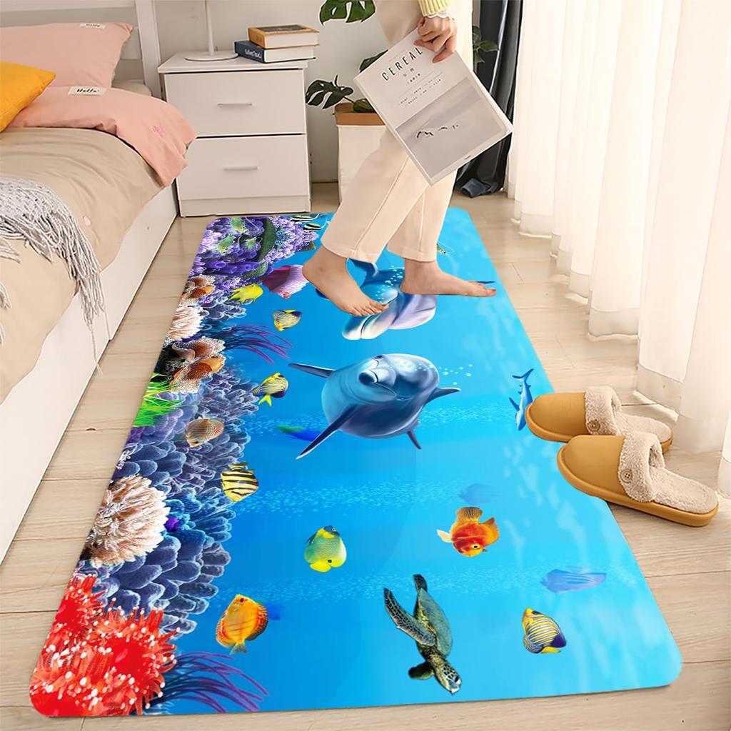 Bathroom Uses Absorbent Non Slip Bath Mats, Kitchen Floor Mats, Artistic Small Stone 3D Carpets (24x16 Inches), and Flannel Memo