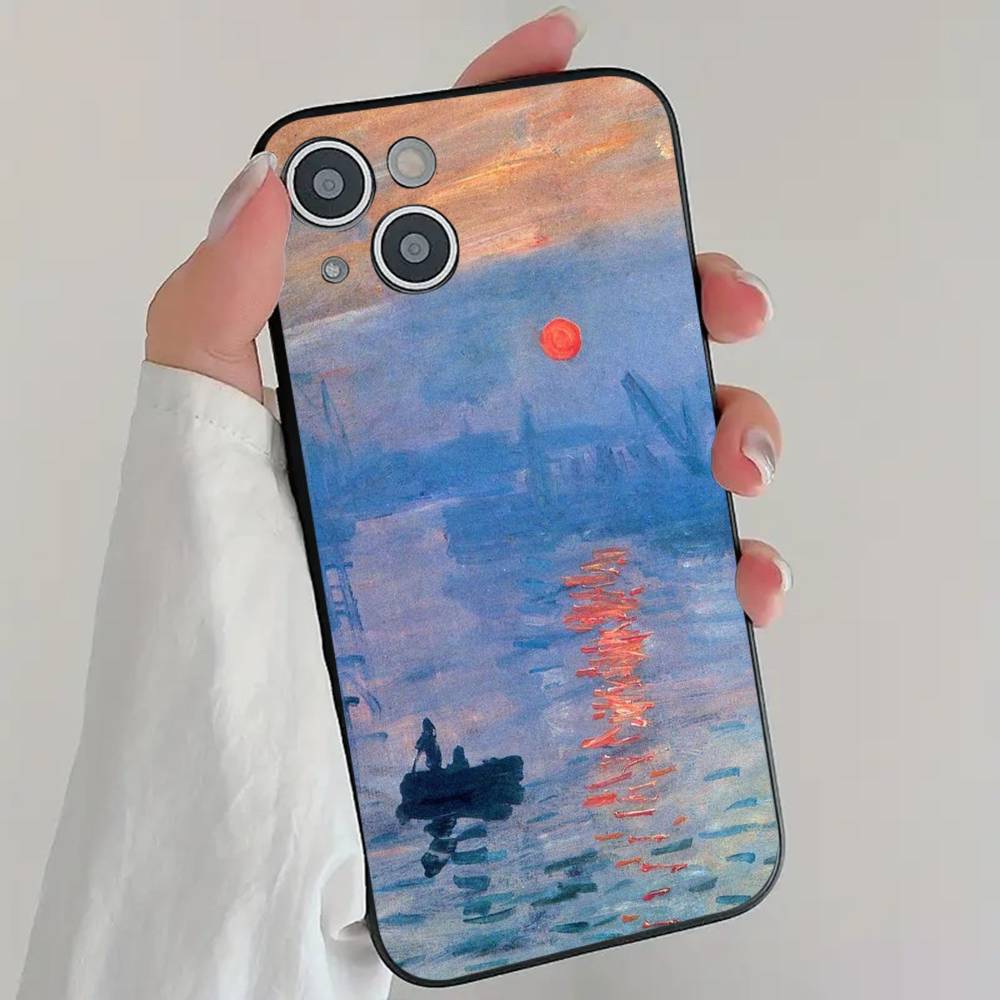 C-Claude M-Monet Art Style Phone Case Cool Black Silicone Soft For IPhone 16 15 14 13 12 11 X XR Plus Pro Max Plus