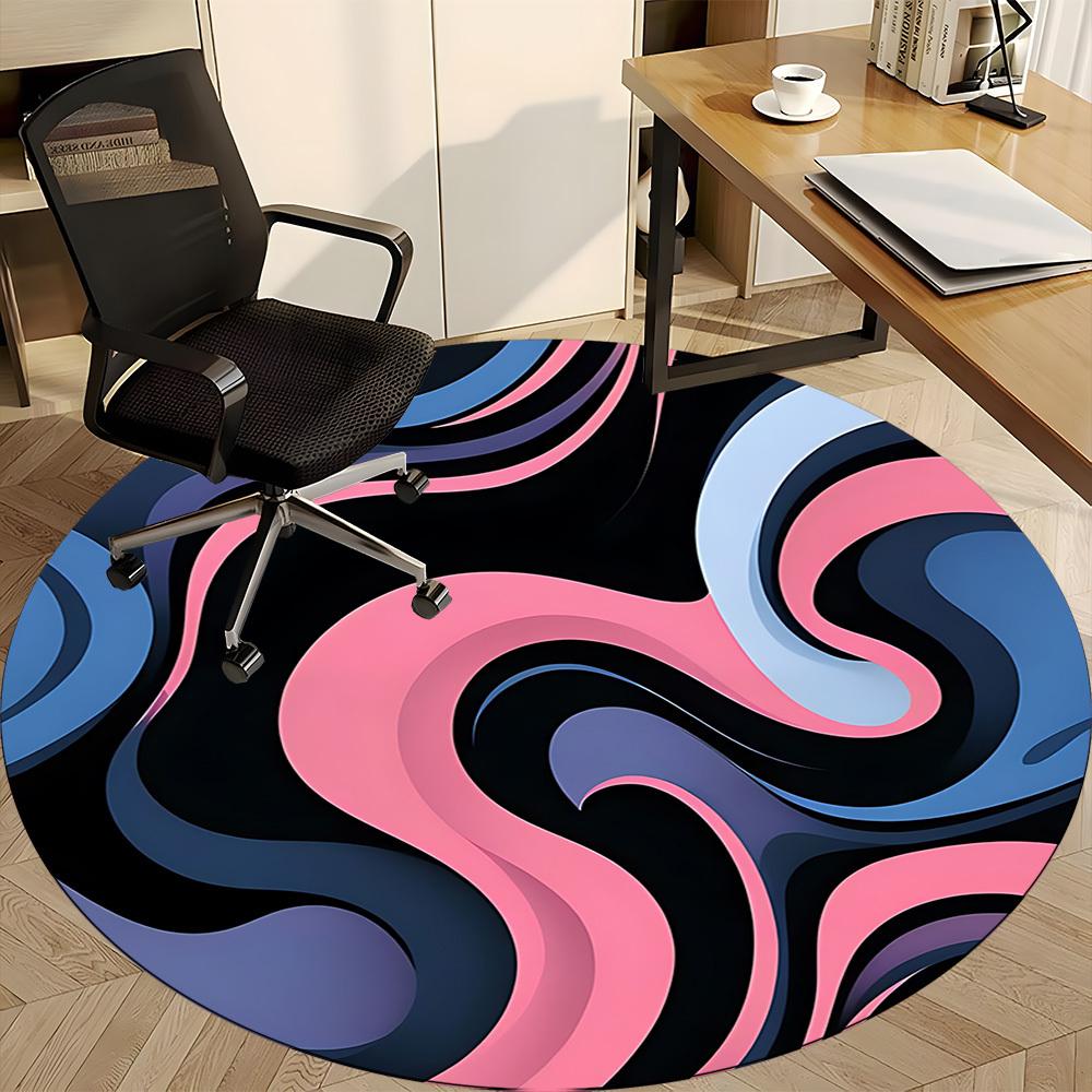1pc Abstract Swirls Carpet, Round Non Slip Durable Large Size Office Carpet, Suitable for Office