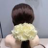 Korean Floral Hydrangea Scrunchie - Sweet Mori Style Leopard Print Hair Tie for Women