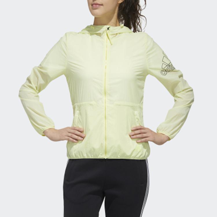 Adidas Windbreaker With Back Signature Women Outerwear Bright-Yellow Fluorescent FT2885