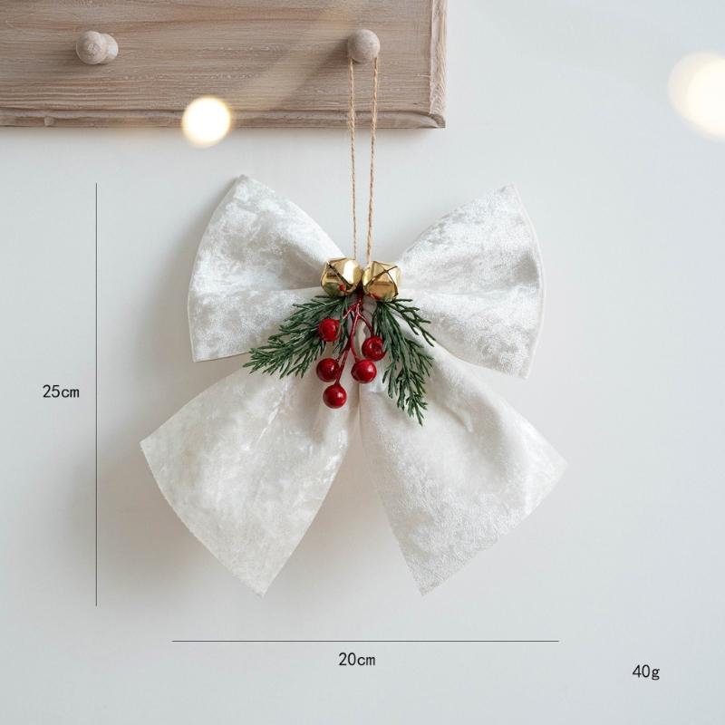 Classical Joyful Bows Ornament Cloth Designs Christmas Tree Fabric Decors Ideal for Christmas Decorations Year After Year