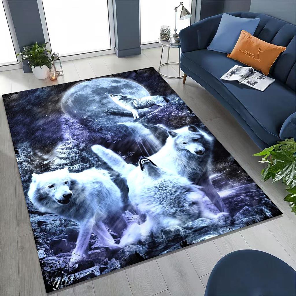 Norse Mythology Fenrir Wolf Beast Cartoon Rug for Bedroom Living Room Sofa Home Doormat Decor, Large Kid Play Non-slip Floor Mat