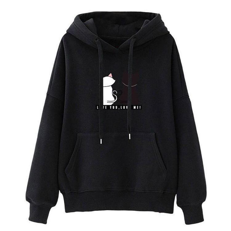 Women Casual Winter Hoodies Baggy Pullover Sweatshirt Tops Perfect DLWomen Cat Jumper Aominuo
