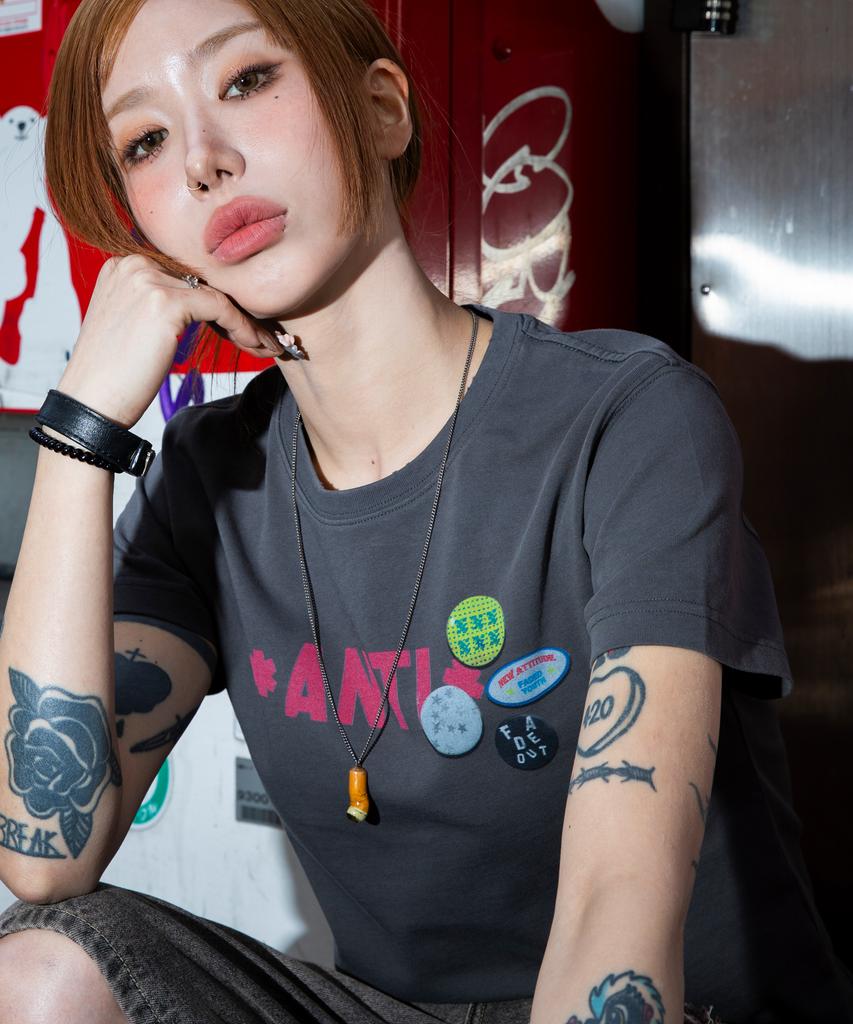 XTONZ Xf010 Anti-Pin Badge T-Shirt (Charcoal)