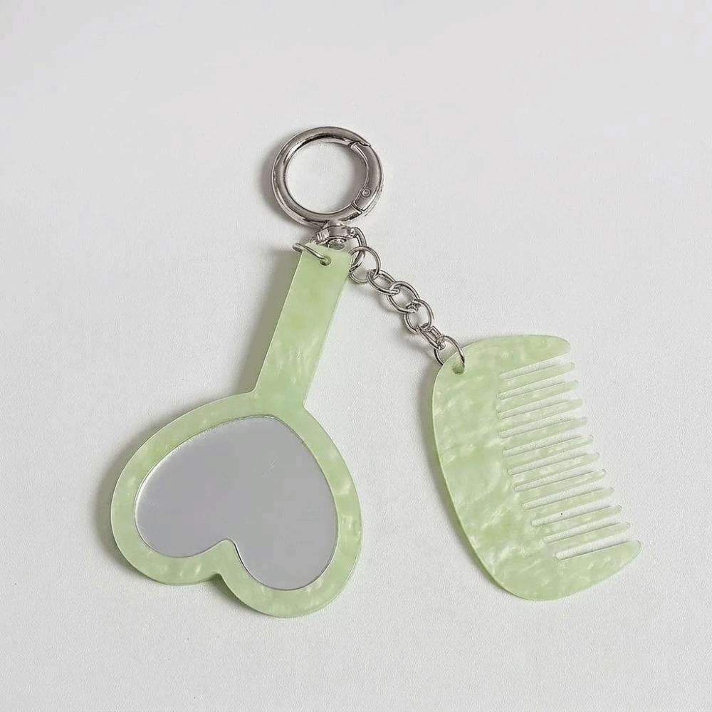 Heart Shaped Mirror Compact Grooming Set Mini Fine Tooth Comb Bag Hanging Charm  Casual Occasions