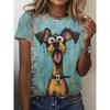 Women's street fashion T-shirt cartoon animal 3D printed short sleeved versatile casual loose round neck top women's clothing